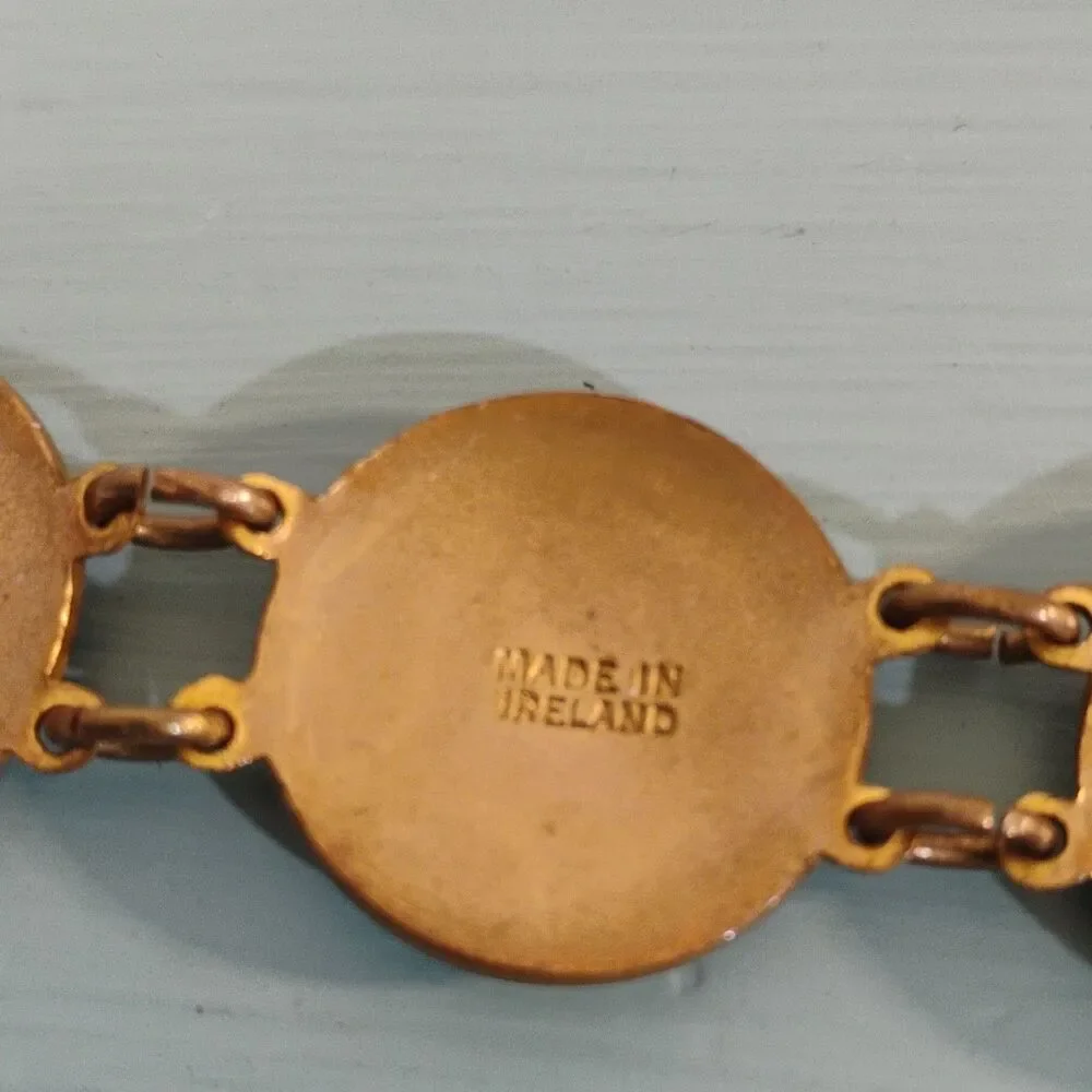 Vintage Made in Ireland Enamel/Cloisonne Bracelet & Clip-On Earrings